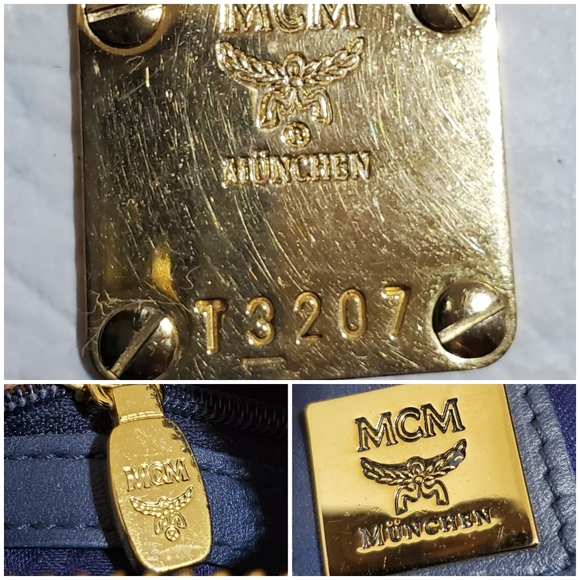 MCM Visetos White/Blue  Essential Barrel Bag - Picture 4 of 9